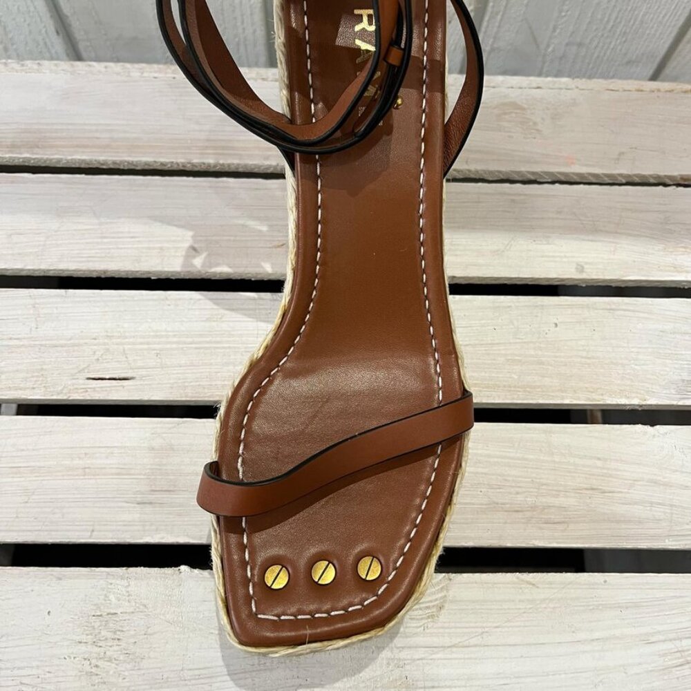 Frame Le Venice Espadrille Platform Wedge Sandal In Tobacco - Size 40 - Picture 7 of 11